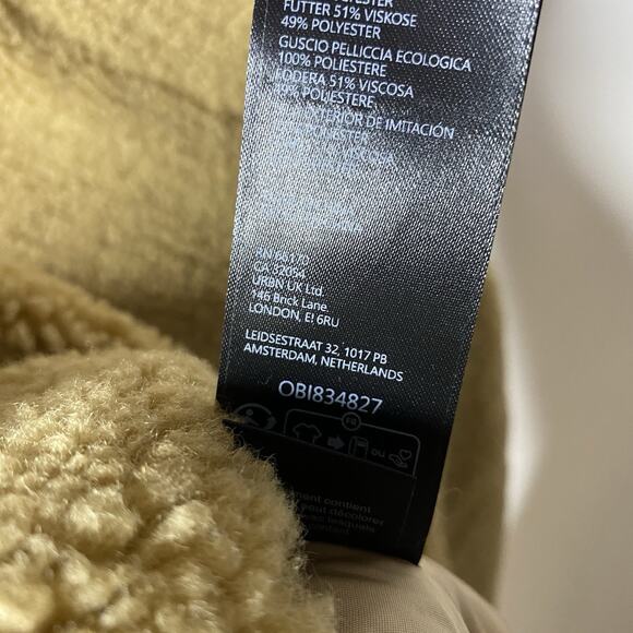 Free People Get Cozy Teddy Jacket Women's Medium Brown Fuzzy Oversize Boho Zip - Picture 9 of 10